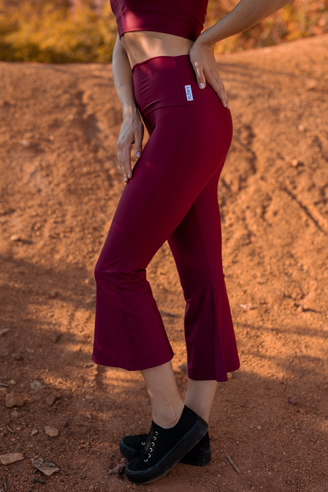  Capri Flare Leggings For Women - High Waist Tummy Control  Bootcut Yoga Pants Workout Flare Capris Pants Crimson